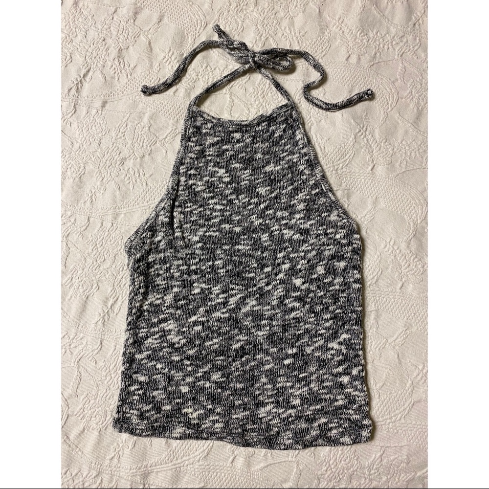 Black & gray heather halter top